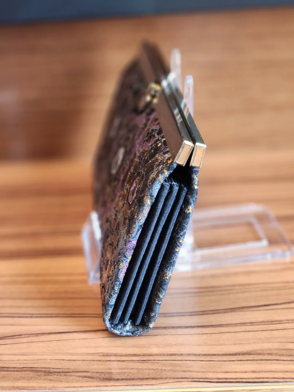 Next Floral Snake Print Gold Frame Clutch Wallet